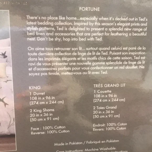 TED BAKER LONDON Fortune Duvet Cover & Sham Set - Picture 7 of 8